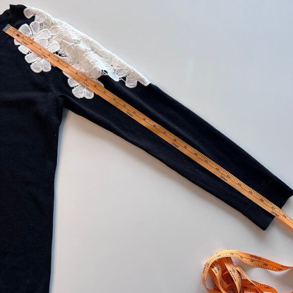 INC International Concepts Black/White Lace Detail Scoop Neck Sweater- L - Picture 8 of 8